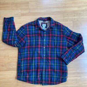 L.L. Bean Sherpa Lined Scotch Plaid Flannel, Slightly Fitted, Men's Large
